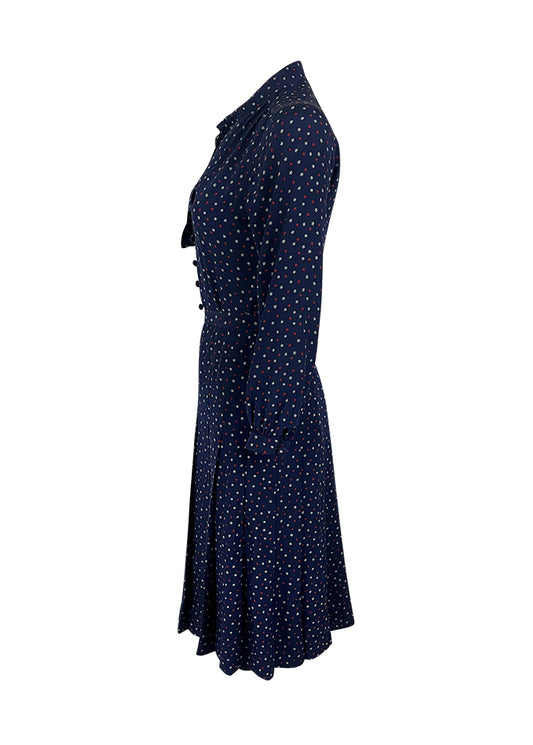 Blue Stars & Hearts Print Blouse and Skirt Set