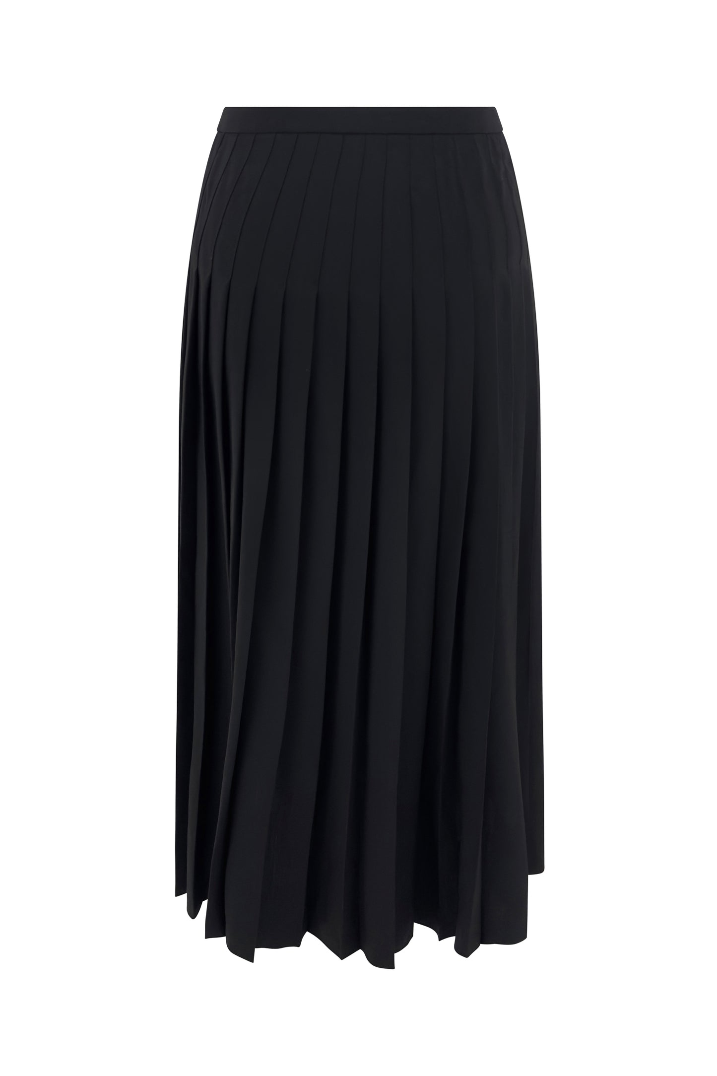 Black Wool Blend Pleated Midi Skirt
