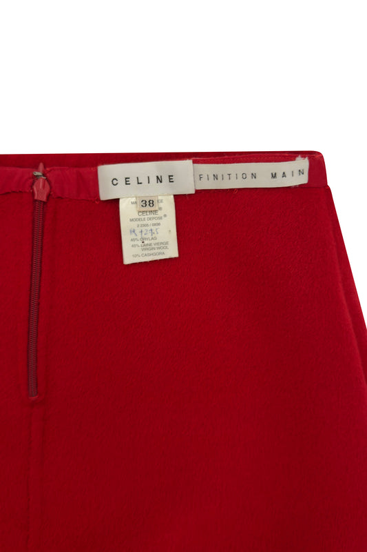 Red Angora-Cashmere A-Line Mini Skirt