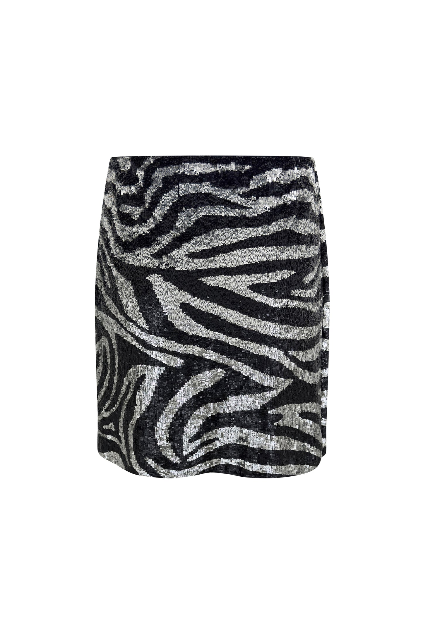 Black & Silver Sequin Zebra Skirt