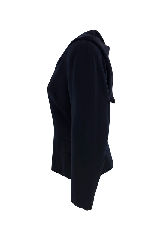 Navy Wool Hooded Blazer