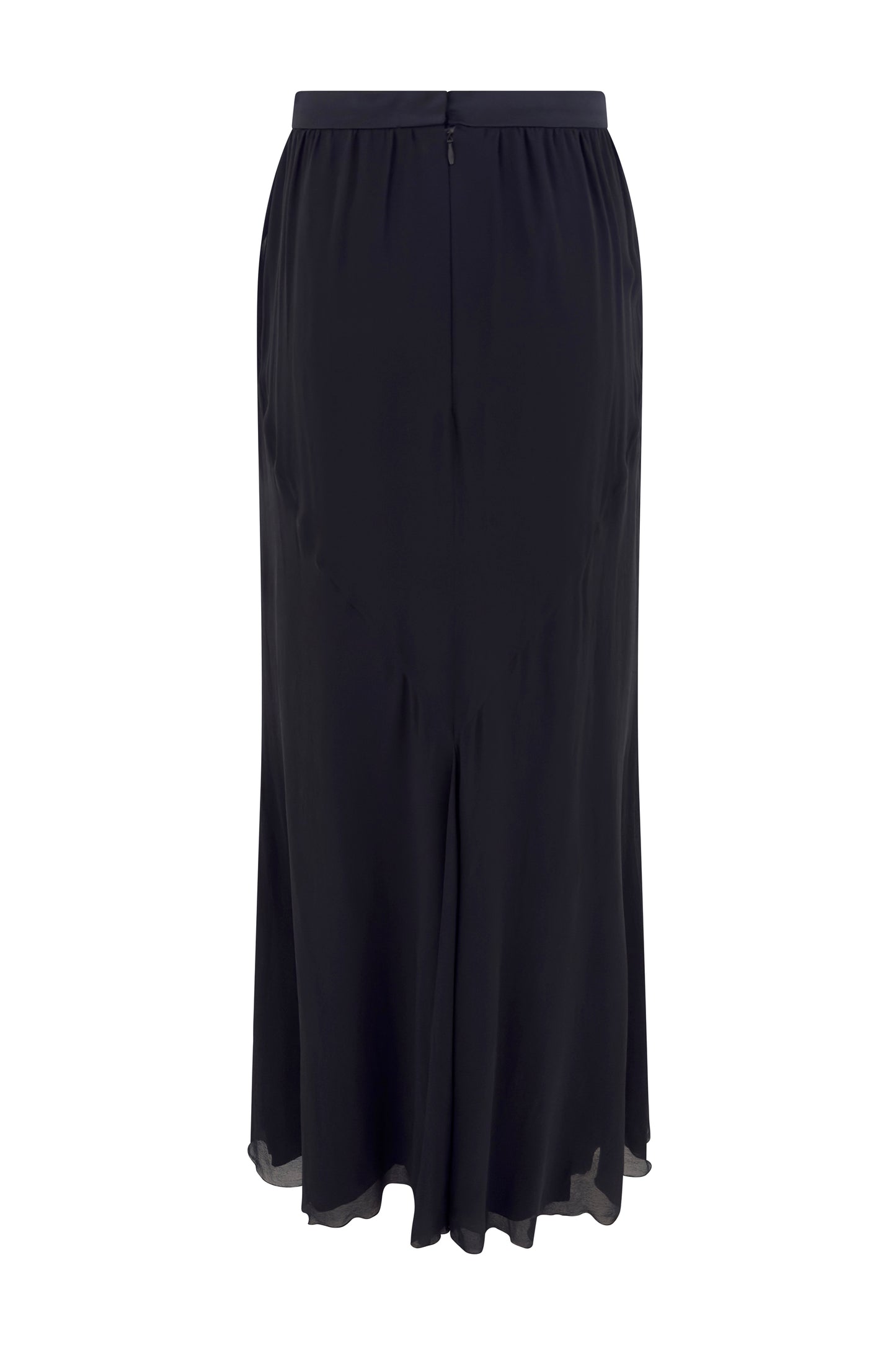 Black Silk Layered Maxi Skirt