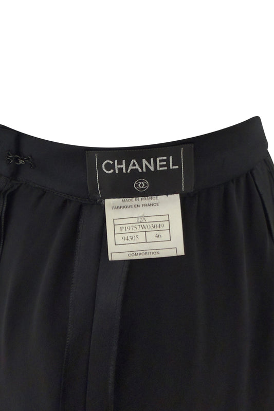 Black Silk Layered Maxi Skirt