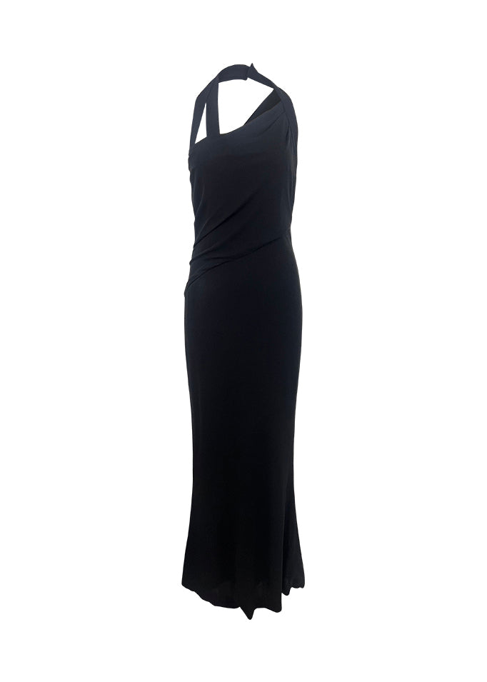 Runway Black Strappy Column Gown