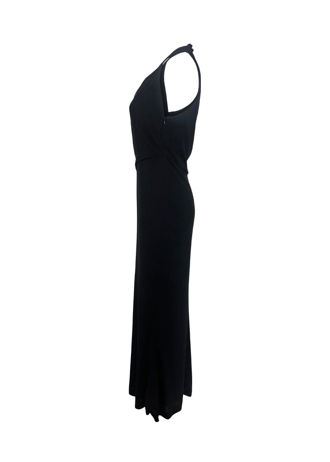 Runway Black Strappy Column Gown