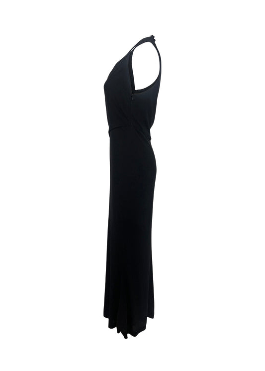 Runway Black Strappy Column Gown