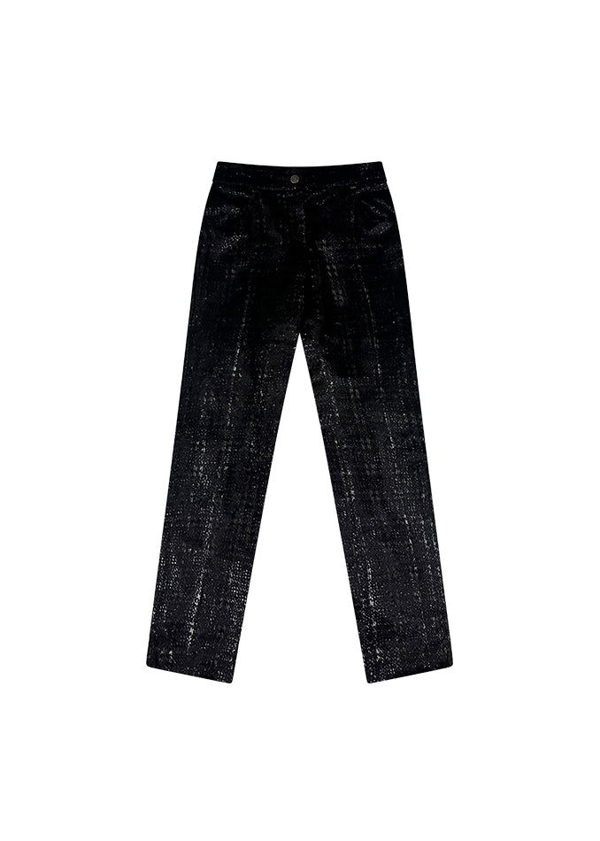 Black Lurex Plaid Pants