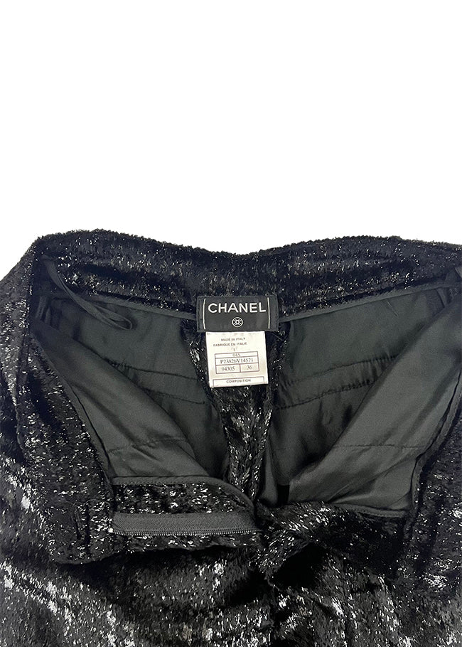 Black Lurex Plaid Pants