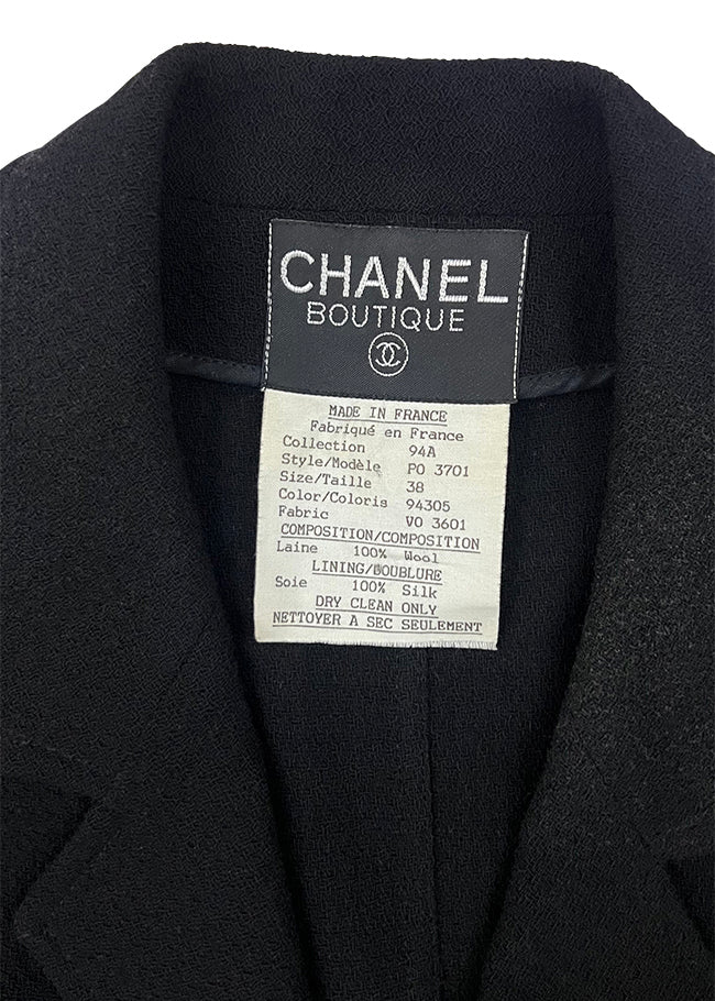 Black Boucle Logo Button Up Dress