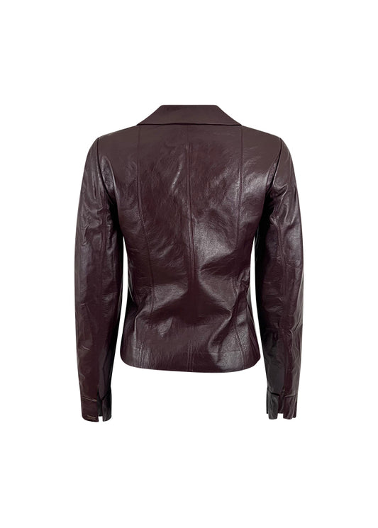 Burgundy Seamed Leather Jacket