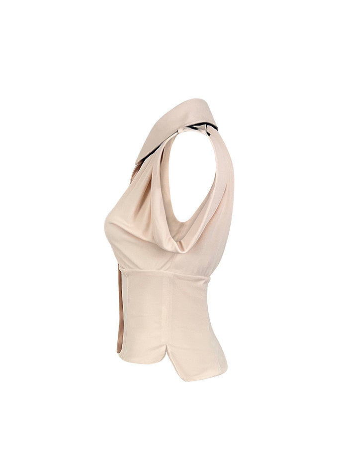 Ballet Pink Top with Contrast Buttons & Epaulets