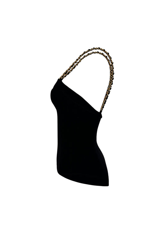 Black Chain Strap Bodysuit