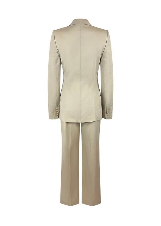 Beige Graffiti Lined 90s Suit
