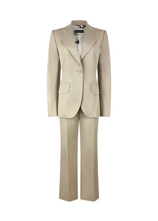 Beige Graffiti Lined 90s Suit