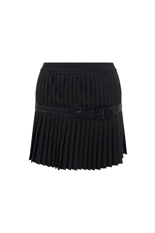 Gray Pleated Belted D&G Mini Skirt