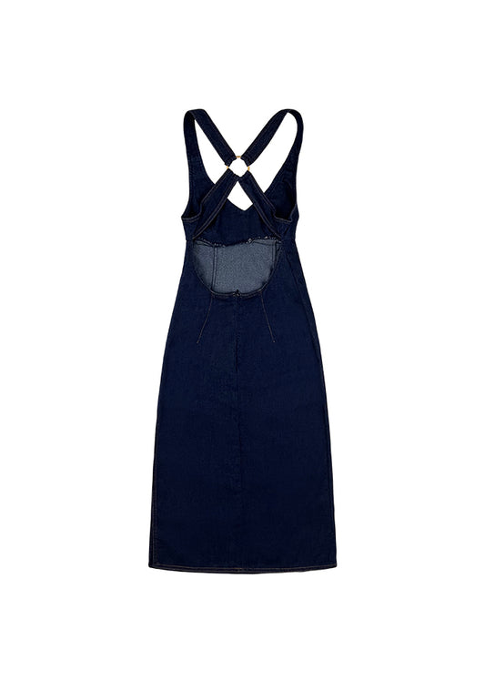 D&G Blue Denim Ring Back Midi Dress
