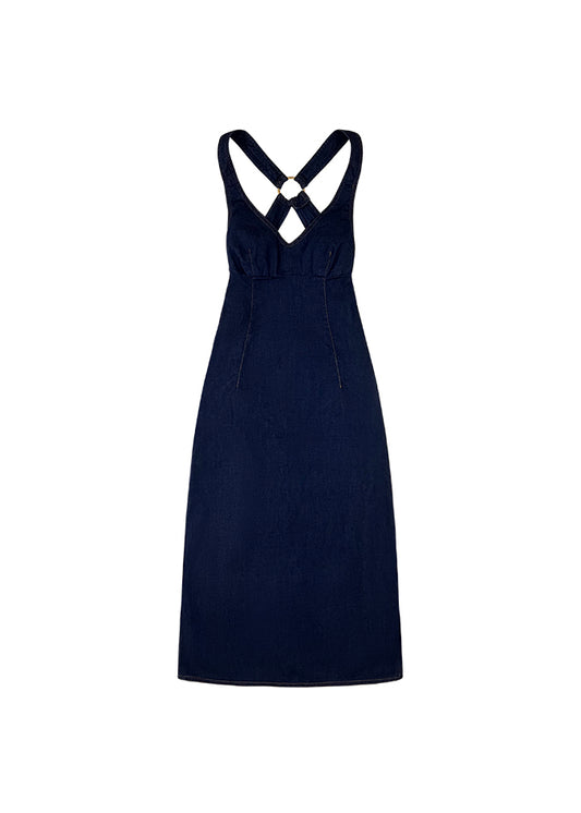 D&G Blue Denim Ring Back Midi Dress