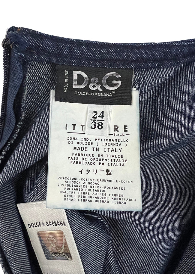 D&G Blue Denim Ring Back Midi Dress