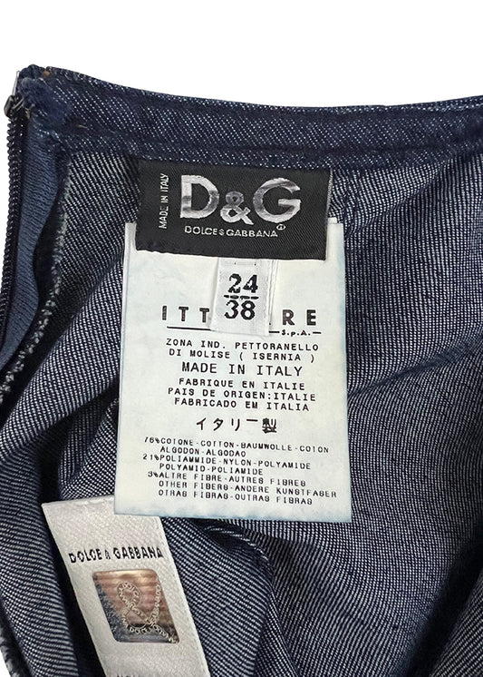D&G Blue Denim Ring Back Midi Dress
