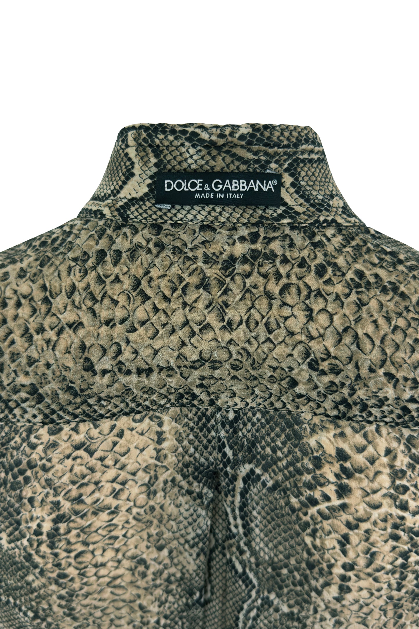 Brown Silk Snakeskin-Print Button-up Blouse