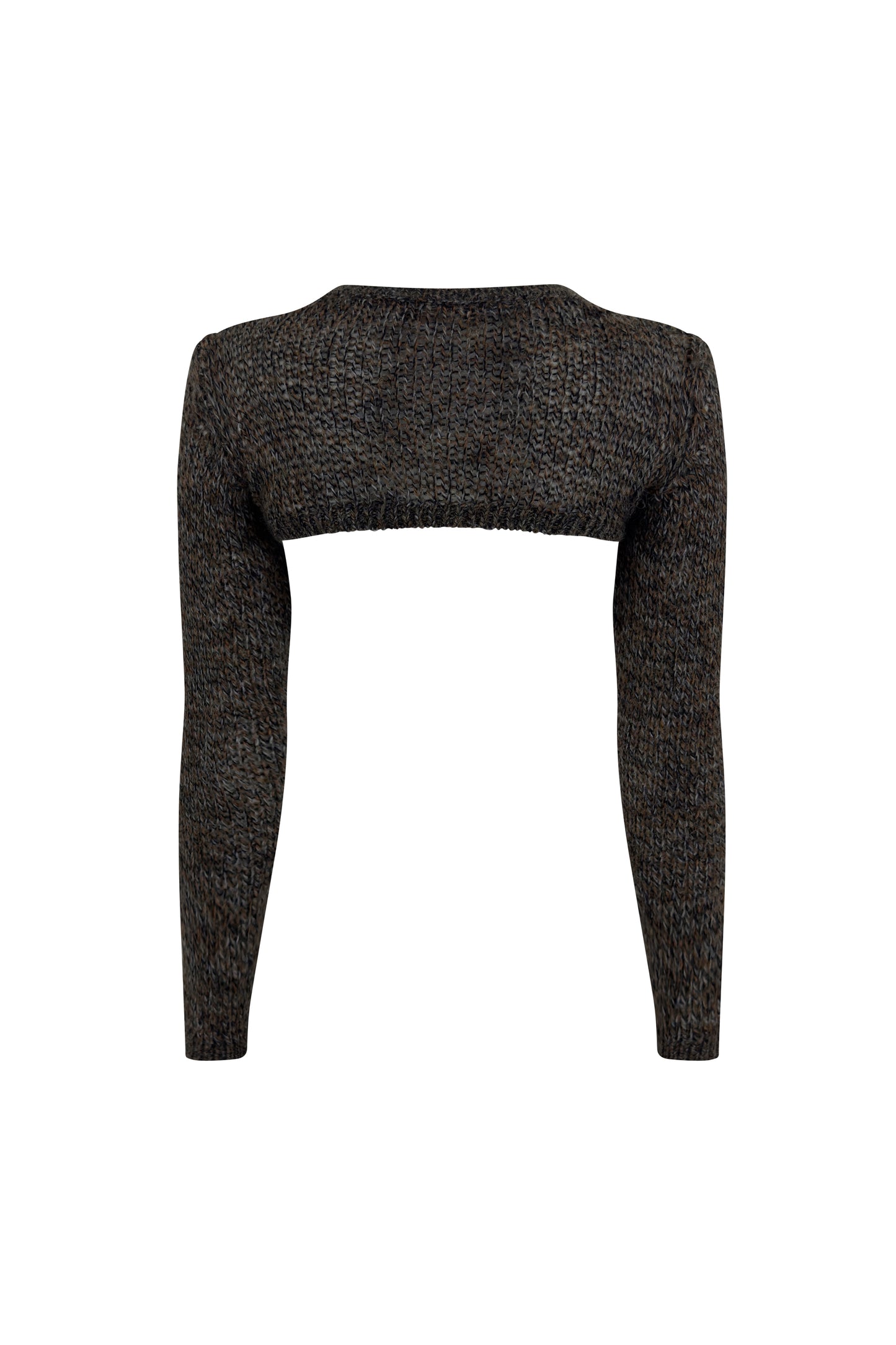 Brown Cropped Micro Cardigan