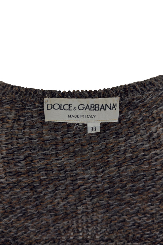 Brown Cropped Micro Cardigan