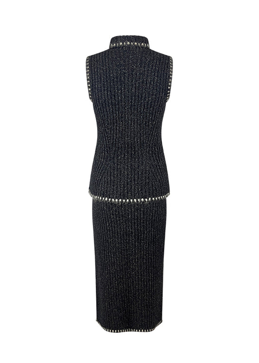 Grey Rib Knit Chenille Trim Set