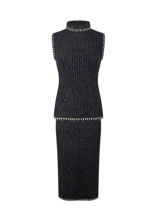 Grey Rib Knit Chenille Trim Set