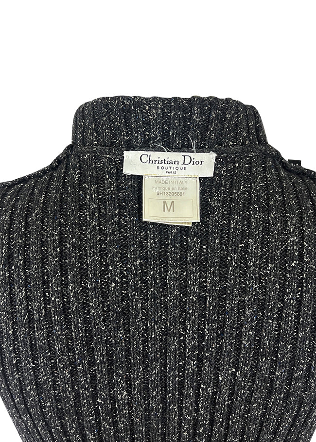 Grey Rib Knit Chenille Trim Set