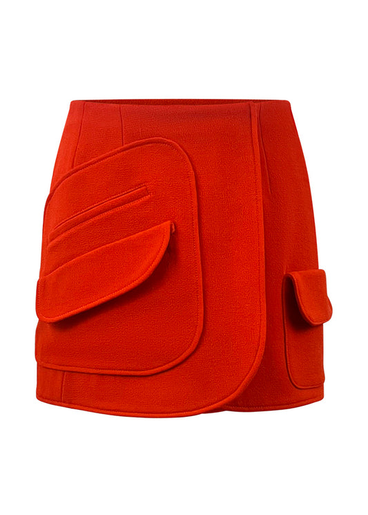Orange Pocket Mini Skirt
