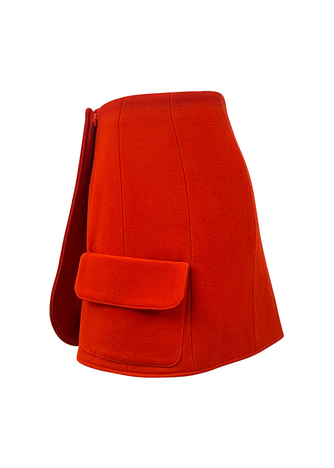 Orange Pocket Mini Skirt