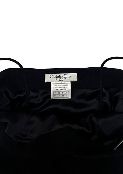 Black Wool Dress with Lace Godets