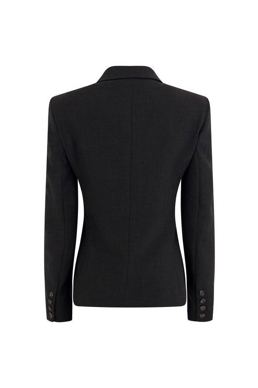 Brown Wool Three Button Blazer