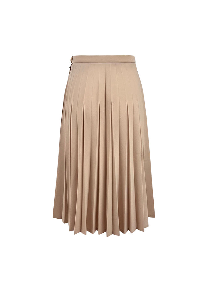 Cream Pleated Skirt
