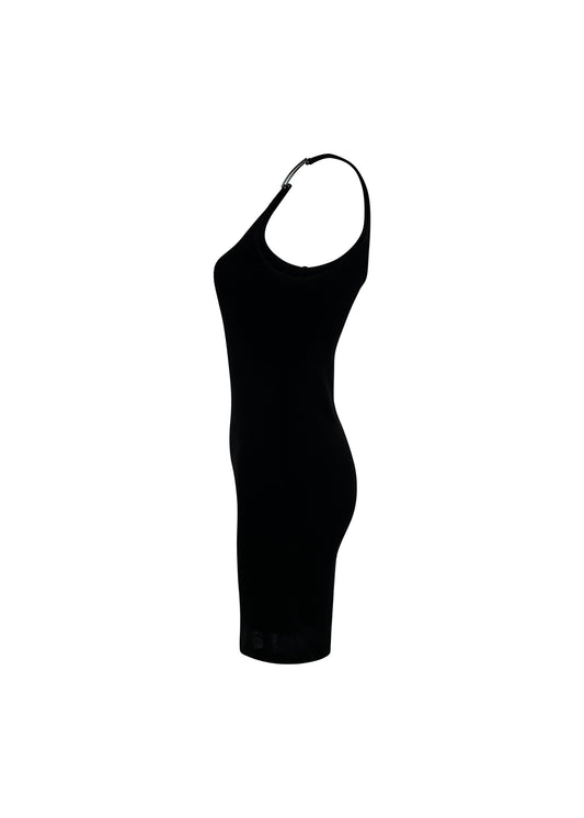 Crystal G Clasp One Shoulder Mini Dress