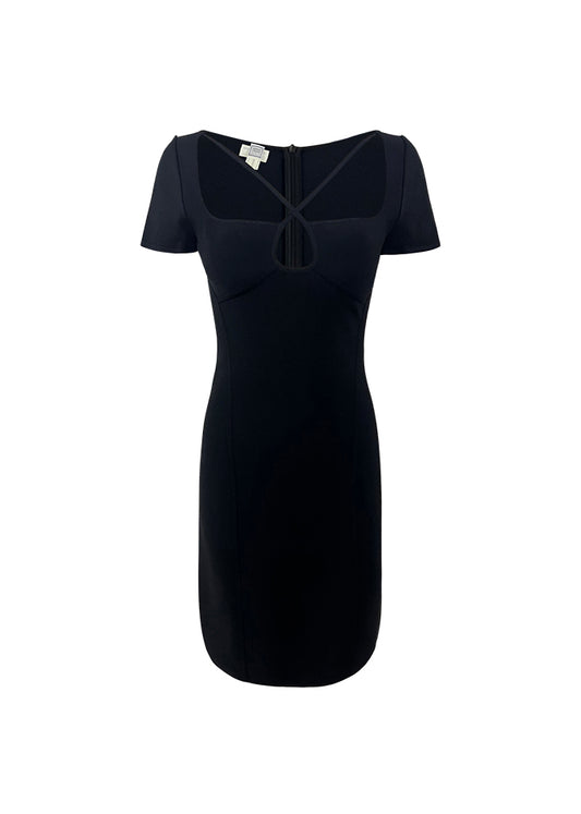 Black Keyhole Crepe Mini Dress