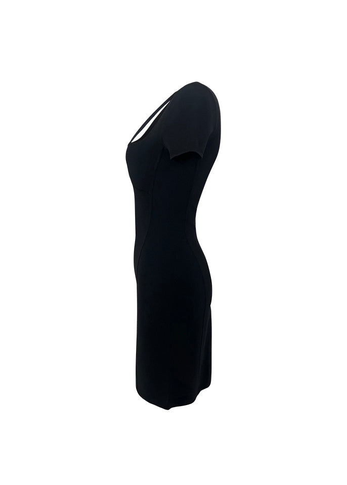 Black Keyhole Crepe Mini Dress