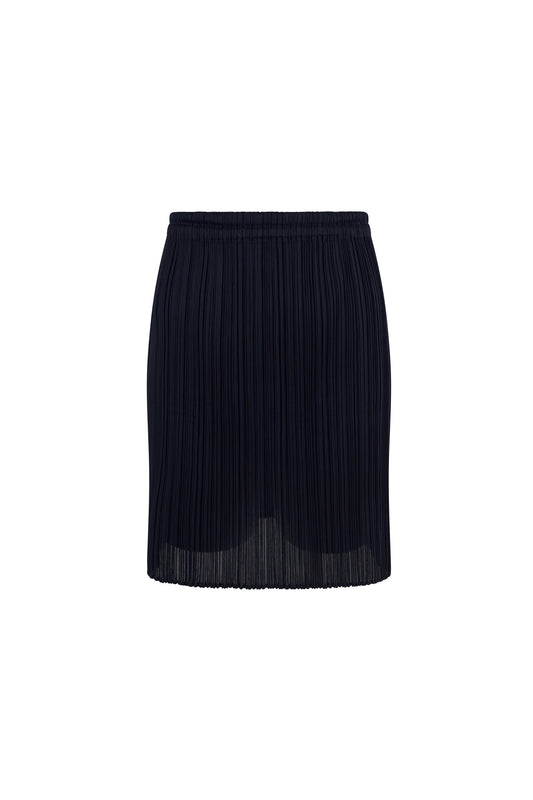 Issey Miyake Pleats Please navy mini skirt from the 1990s.