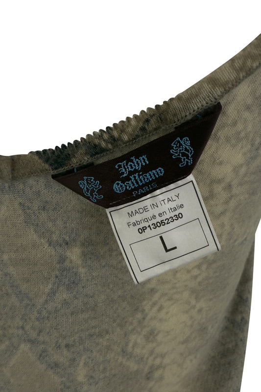 Grey Snake Print Cashmere Knit Tank Top