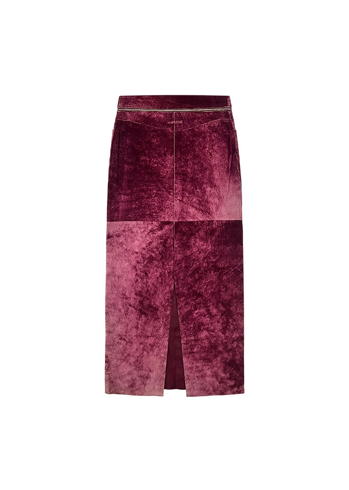 Purple Printed Suede Skirt