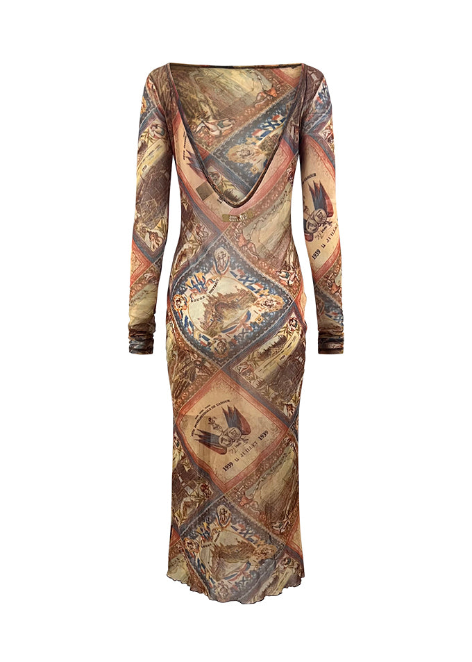 Beige 1939 Mesh Dress