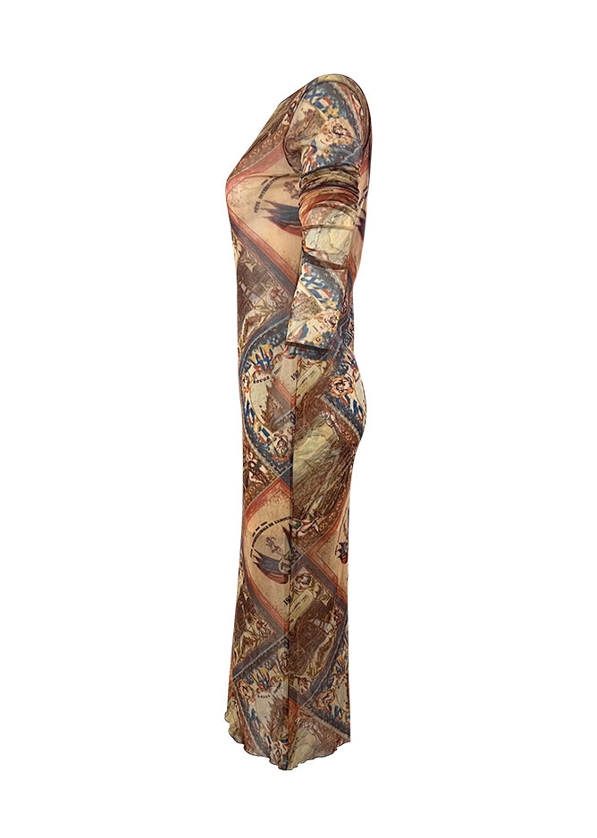 Beige 1939 Mesh Dress