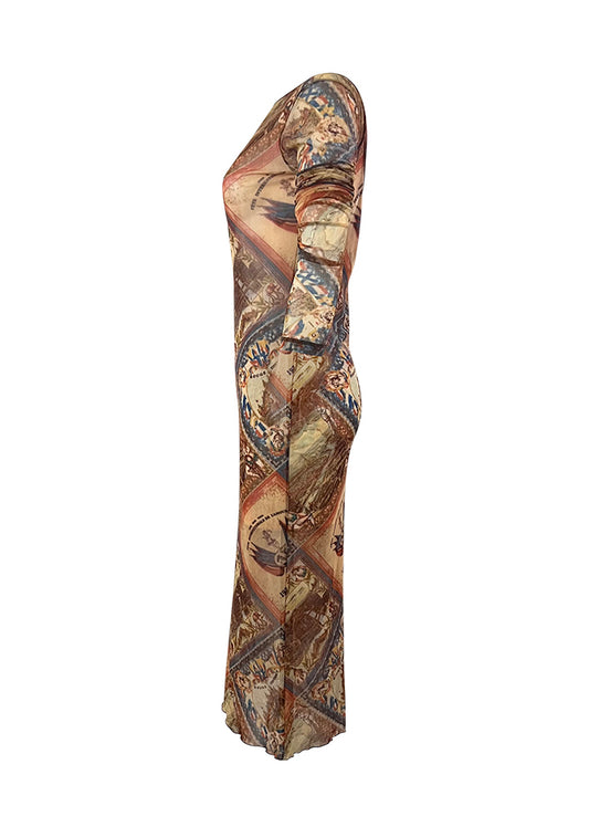 Beige 1939 Mesh Dress