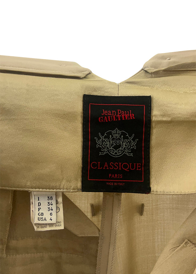 Beige Wool High Waist Trousers
