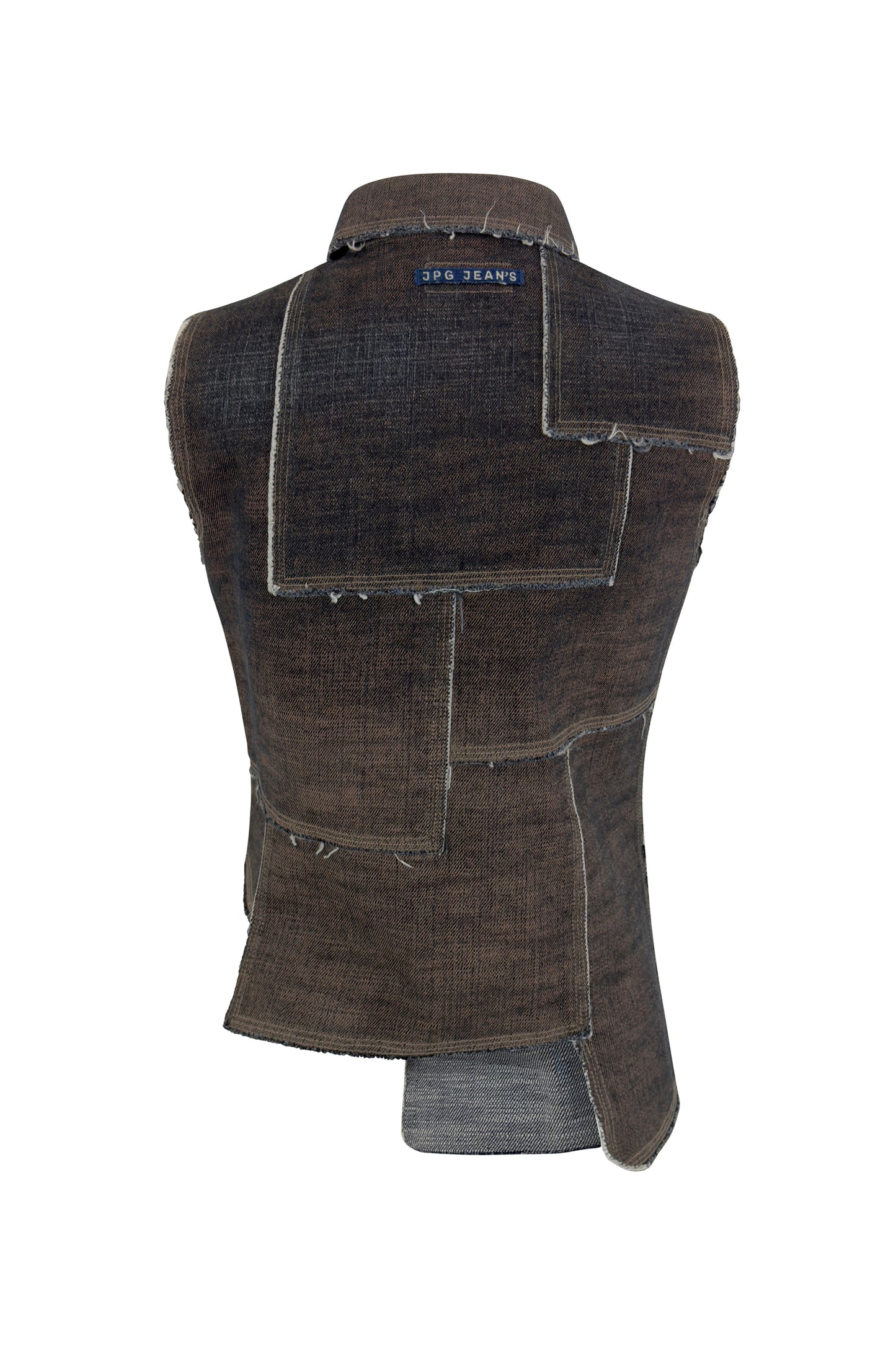 Grey Denim Patchwork Sleeveless Top