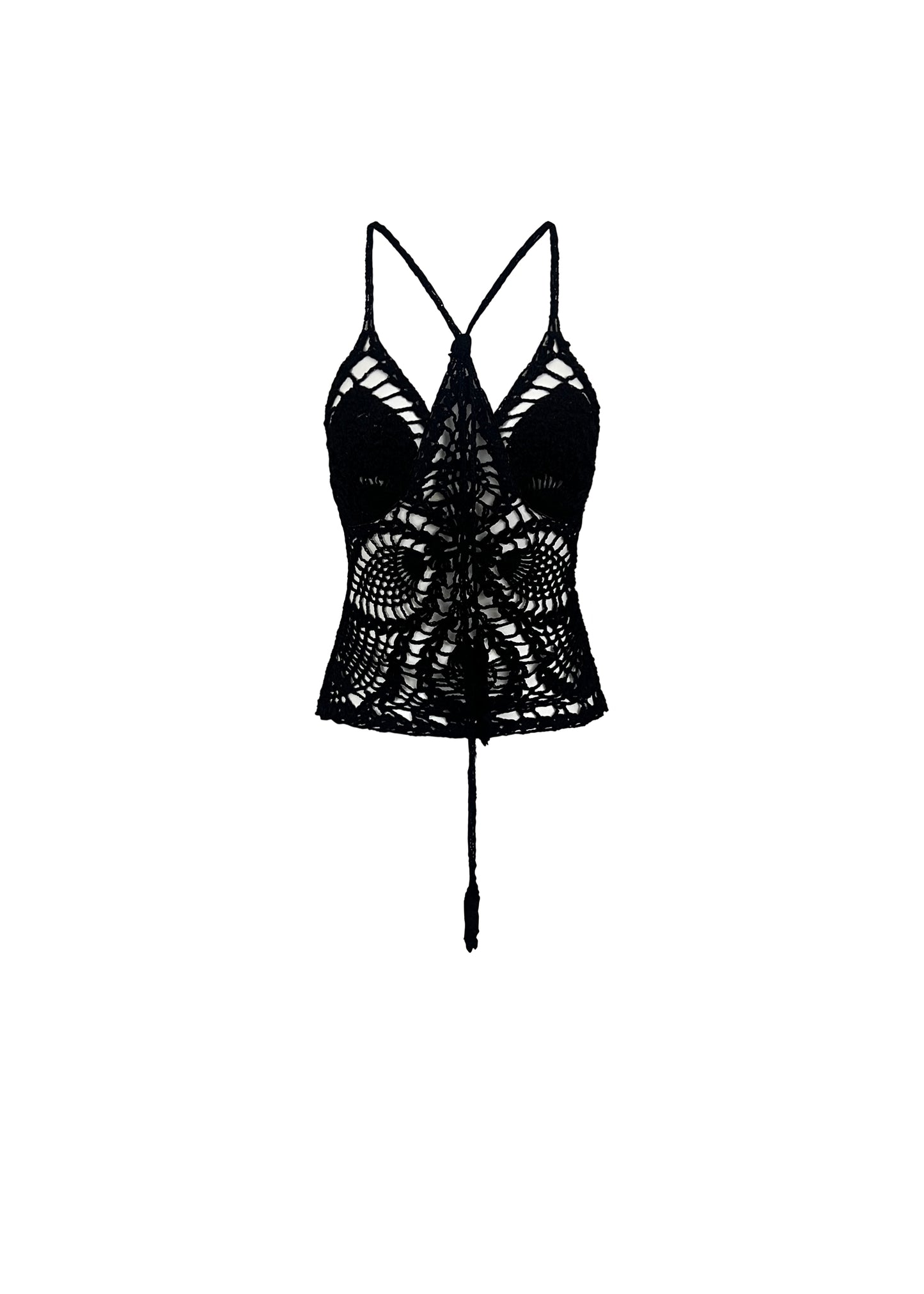 Black Crochet Halter Top