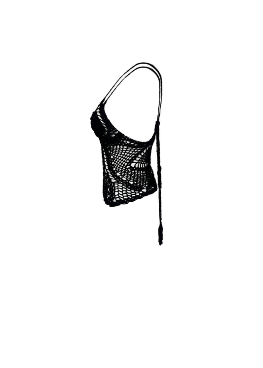 Black Crochet Halter Top