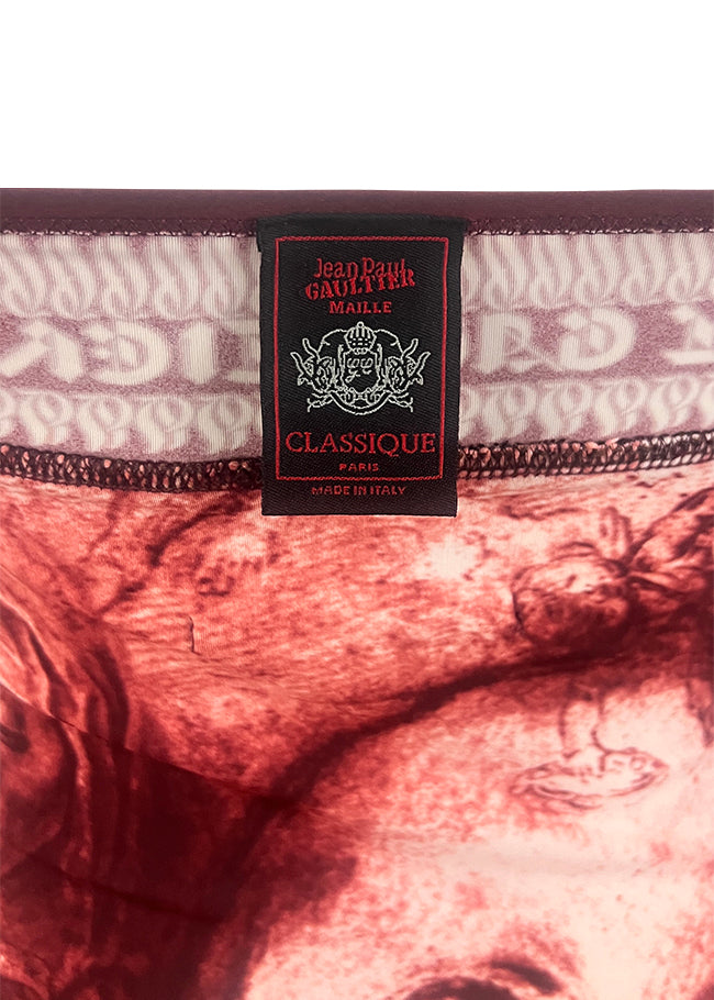 Burgundy Biblical Print Swimsuit