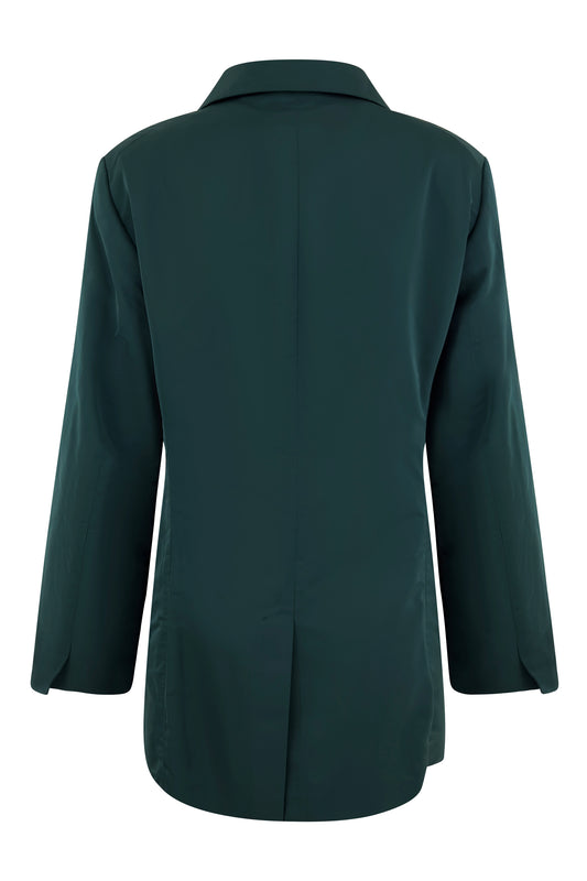 Green Nylon Two-Button Jacket