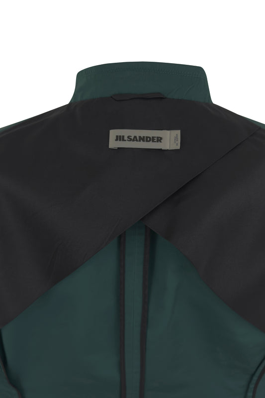 Green Nylon Two-Button Jacket